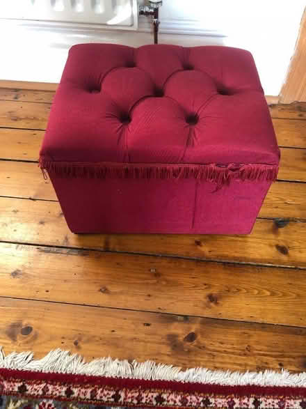 Photo of free Small maroon Ottoman, storage, toy box. (Heaton Mersey SK4) #3