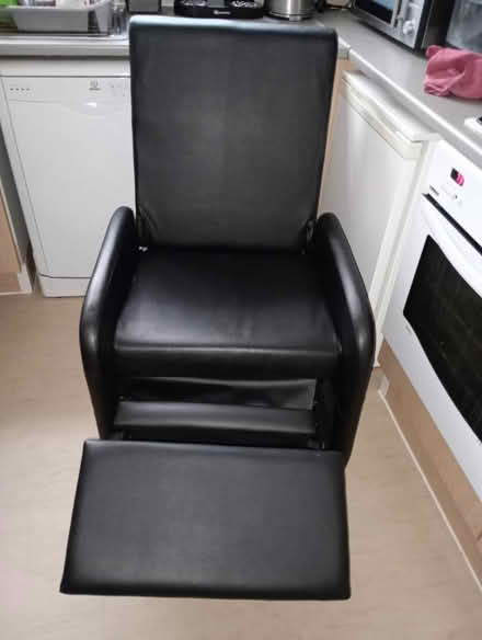 Photo of free Black faux leather cube chair (Hounslow) #4