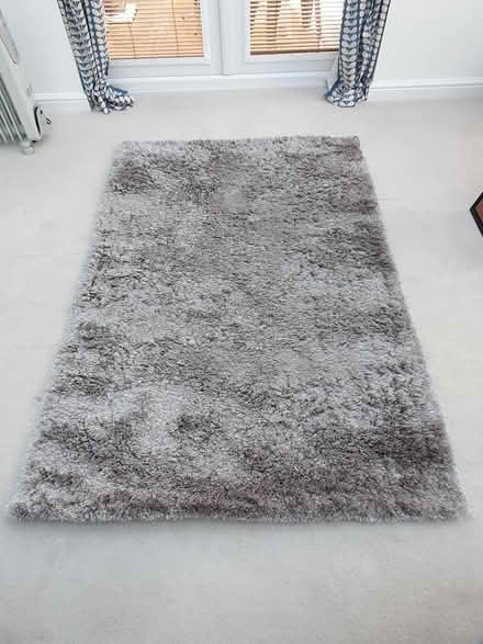 Photo of free Large silvery grey shaggy rug (Seaton Delaval NE25) #2