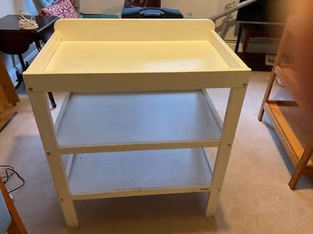 Photo of free White wooden 3 shelf unit (Gerrards Cross SL9) #1