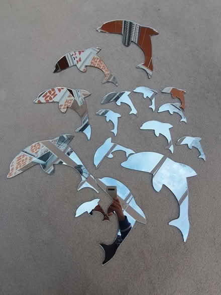 Photo of free 15 mirrored dolphin self adhesive tiles, in various sizes (Seaton Delaval NE25) #1