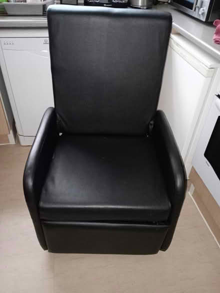 Photo of free Black faux leather cube chair (Hounslow) #2