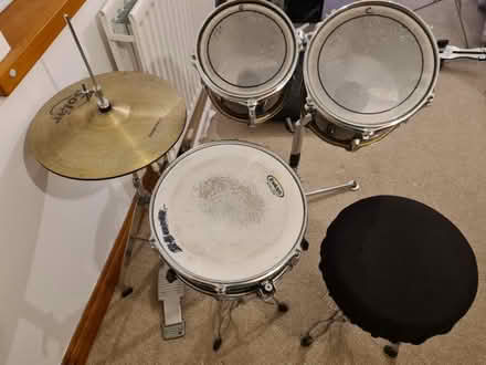 Photo of free Drums - snare, two toms, hi-hat and stool (Burton-in-Kendal LA6) #3