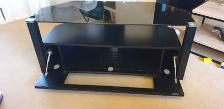 Photo of free Black glass TV stand (Camberley) #2