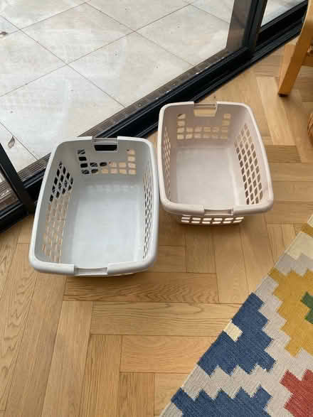 Photo of free 2 plastic stacking washing baskets (Woodford Green) #1