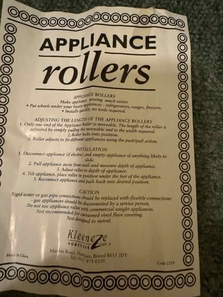 Photo of free Appliance rollers (Lochend EH6) #3
