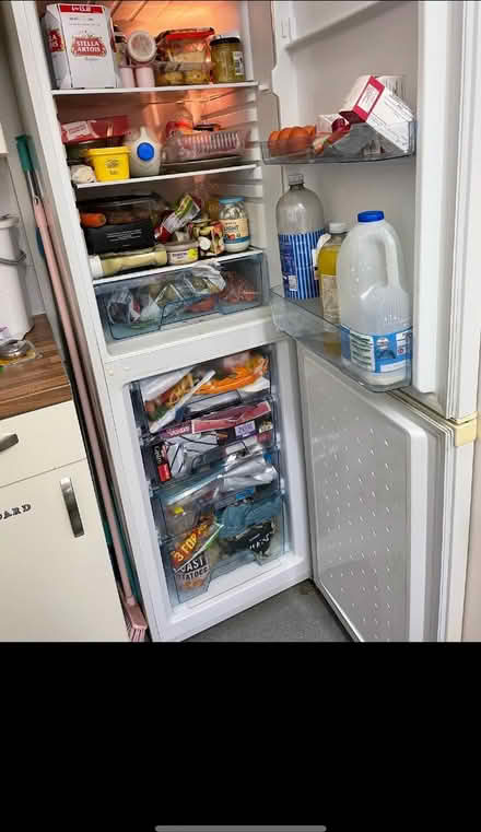 Photo of free 50/50 Fridge Freezer white (Horn's Mill SG13) #1