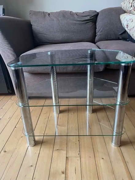 Photo of free Glass and chrome corner TV stand (Polwarth EH14) #1
