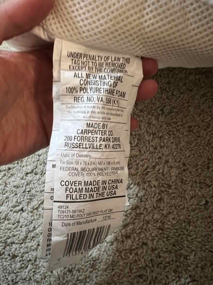 Photo of free Queen Sized Foam Mattress Topper (Bowie) #1