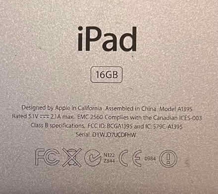 Photo of free IPad 16gb. Model A1395 (Potterells Farm AL9) #2