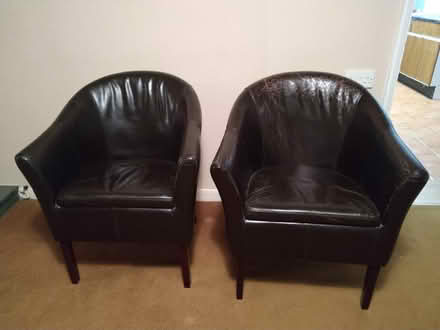 Photo of free Two Leather bucket chairs (Reigate RH2) #1