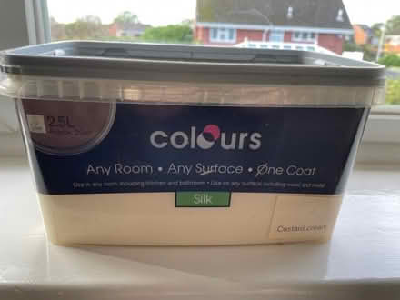 Photo of free 2.5 litres silk paint, unopened. (Fords Farm RG31) #1