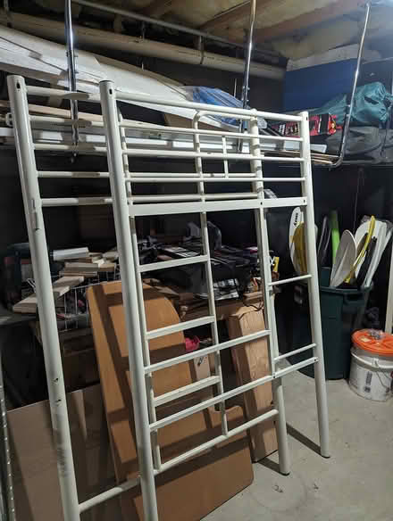 Photo of free metal twin loft bed frame (Pepperell NH border) #2