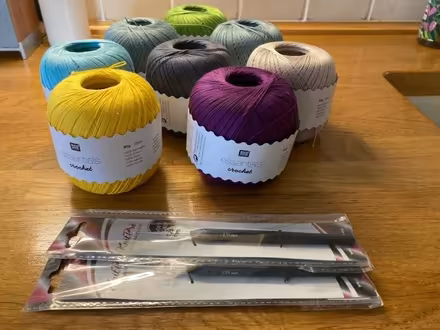Photo of free 8 Rico 50g Fine Cotton Yarn Crochet Yarn & 2 Hooks (CT21) #1