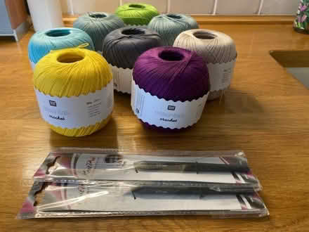 Photo of free 8 Rico 50g Fine Cotton Yarn Crochet Yarn & 2 Hooks (CT21) #1