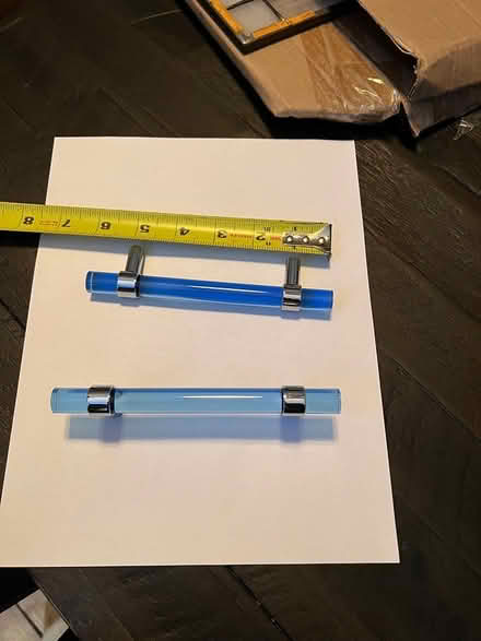Photo of free Blue acrylic drawer handles (Chestnut Hill) #1