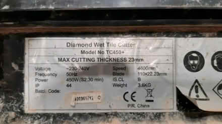 Photo of free Electric tile cutter (South Ham RG22) #2