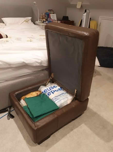 Photo of free 2/3 seater Leather sofa and pouffe (Caversham Heights RG4) #4
