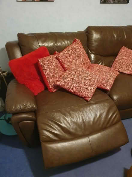 Photo of free 2/3 seater Leather sofa and pouffe (Caversham Heights RG4) #2