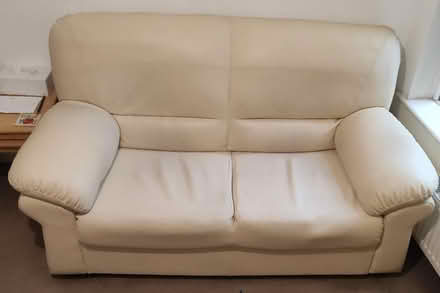 Photo of free Cream leather sofa (Luton) #1