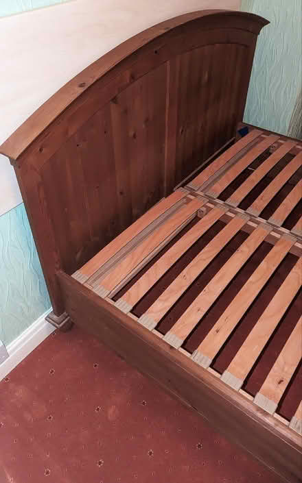 Photo of free King size bed frame. Wood (Alverthorpe WF2) #3