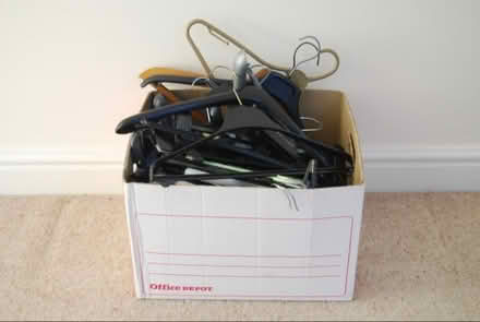 Photo of free Box of assorted clothes hangers (The Moravian Settlement DE72) #1