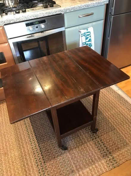 Photo of free Vintage folding table with wheels (hornsey N8) #1