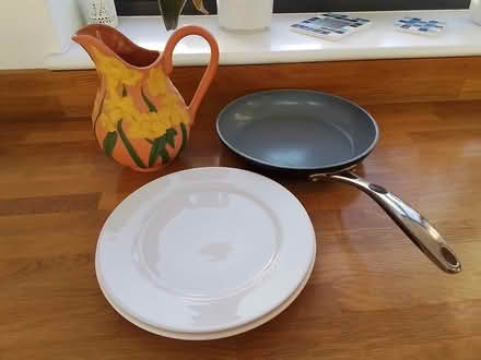 Photo of free Jug, frying pan and plates (surbiton KT6) #1