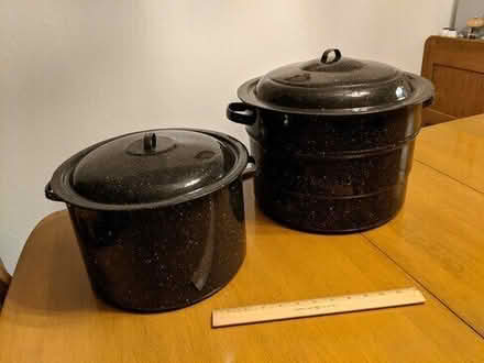 Photo of free 2 large enameled steel stock pots - Fremont #1