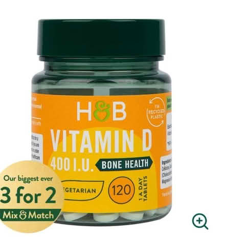 Photo of free Holland & Barrett Vitamin D 400 I.U. 10ug 120 Tablets (Saint Philip's S1) #1