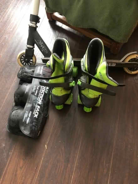 Photo of free Kids roller skates (size 1-4) scooter and protector guards (Woolton L19) #1