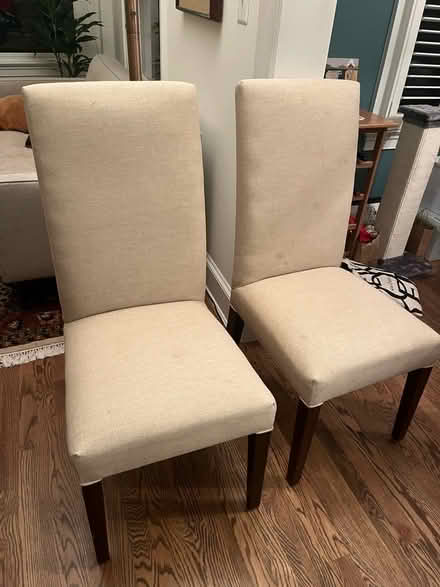 Photo of free Two upholstered dining room chairs (Palisades DC.) #2