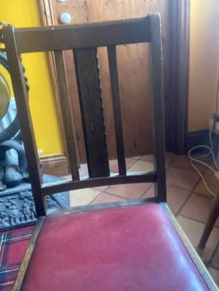 Photo of free Two red leather seat dining room chairs (Culgaith CA10) #1