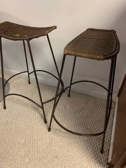 Photo of free Two rattan and metal stools (Long Branch (Silver Spring)) #1