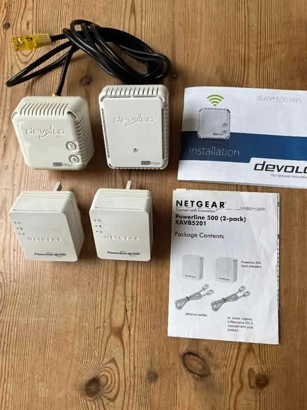 Photo of free 2 pairs of power line adapters and an Ethernet cable (Hertford SG13) #1