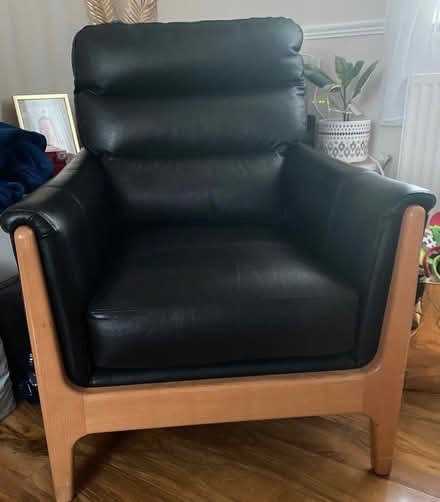 Photo of free Black leather armchair (S2 Arbourthorne) #1