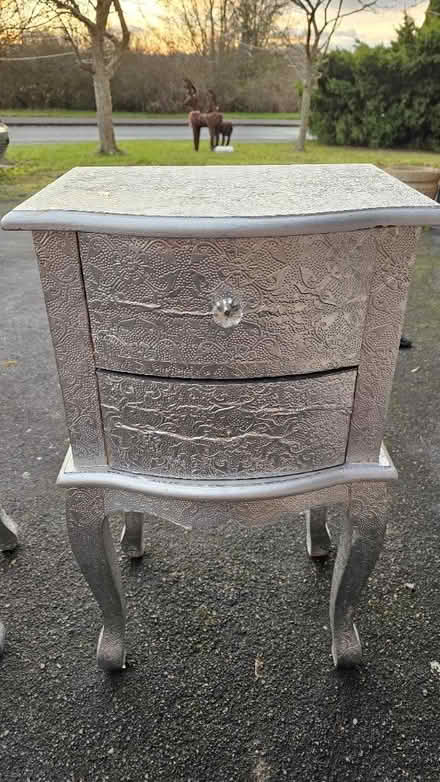 Photo of free 2x Metalic Silver bedside tables (Tamworth B77) #1