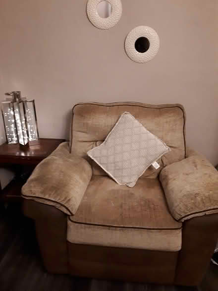 Photo of free Beige/brown manual reclining chair (Withington) #2