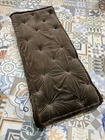 Photo of free Large brown velour cushion, approx 160 x 68 x 14cm (Oakwood LS8) #1