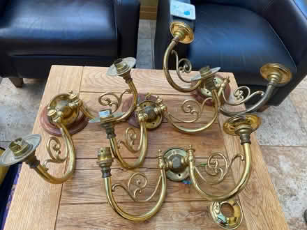 Photo of free Brass light fittings with shades (Cyncoed CF23) #1