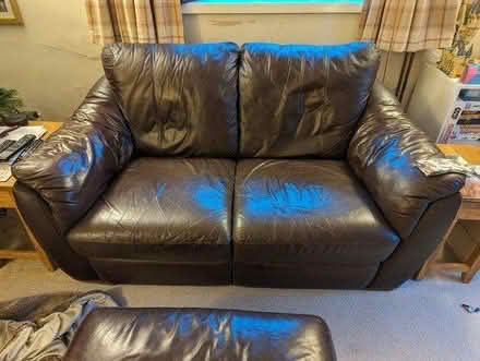 Photo of free IKEA leather sofa and footstool (Plymtree, Norman's Green End) #2