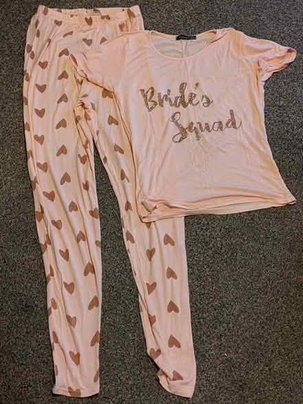 Photo of free Bridesmaid "Bride's Squad" PJs/ Pyjamas (Boohoo - Small) (Spinningfields M3) #1