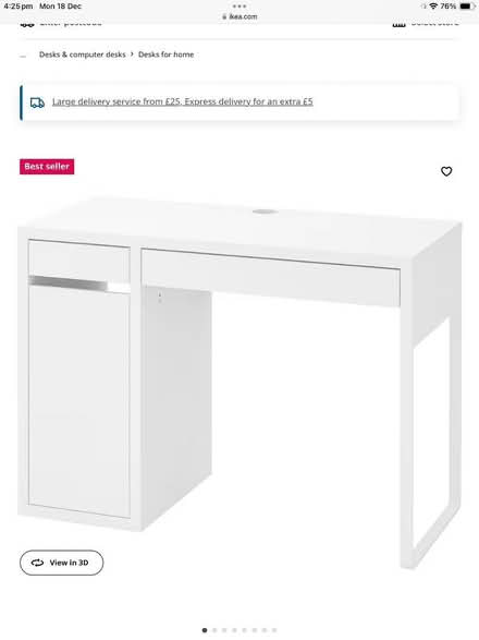 Photo of free Micke desk, Ikea white. (Greaves LA1) #1