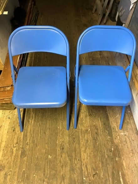 Photo of free Blue folding metal chairs (Orpington BR5) #1