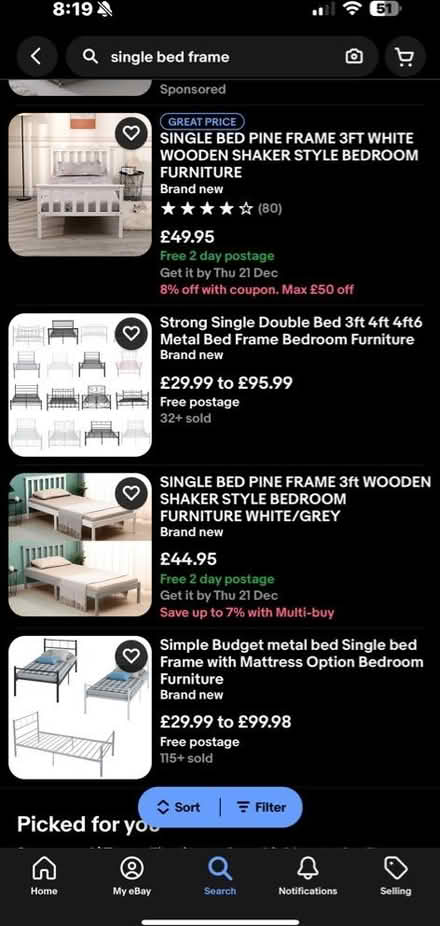 Photo of Single bed frame (Cranfield) #2