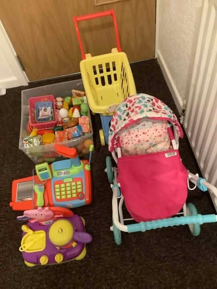 Photo of free Doll pram, till, play food, toy trolley (Winyates Green B98) #1
