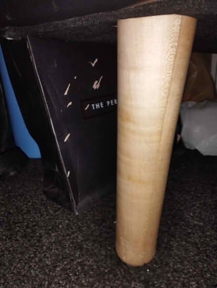 Photo of free Brown faux leather sofa bed wood legs (Farringdon Park PR1) #2