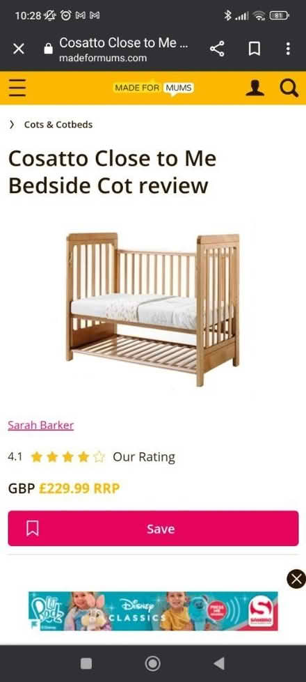 Photo of free Cosatto close to me bedside cot (SE23) #2
