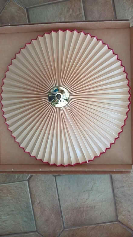 Photo of free Lampshade for a ceiling light cream with burgundy edge and g (Longley Green WR6) #1