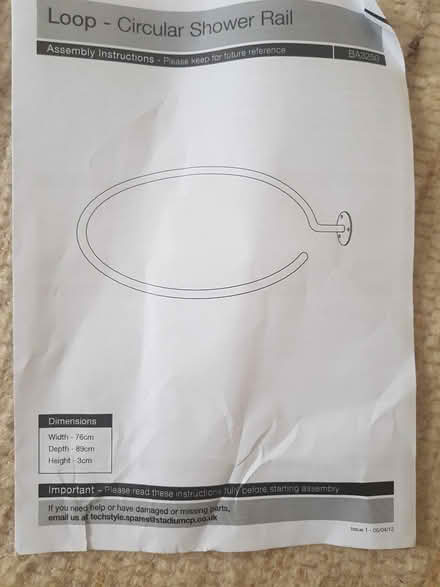 Photo of free shower curtain rail (Shorton TQ3) #2